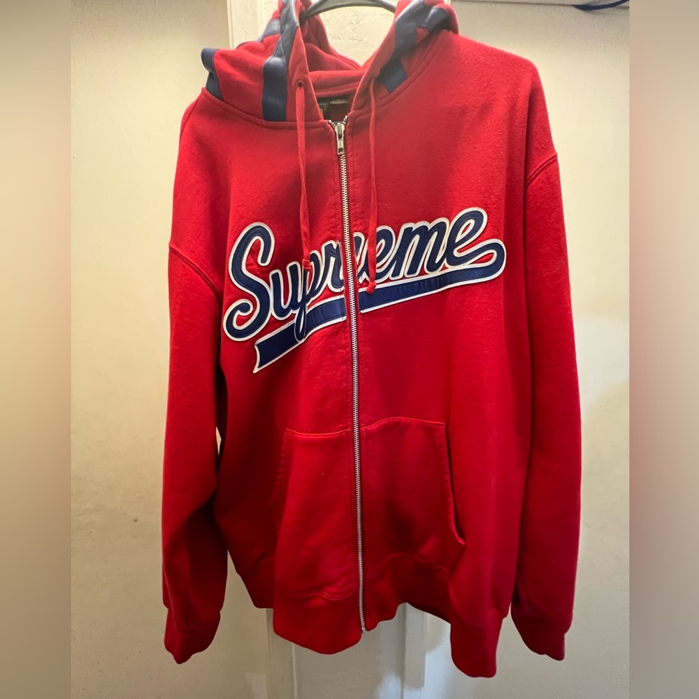 Vanson leather and supreme hoodie. Red color way.